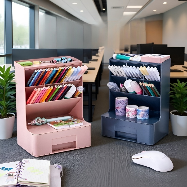 Organizador multifuncional inclinado para bolígrafos y pintalabios