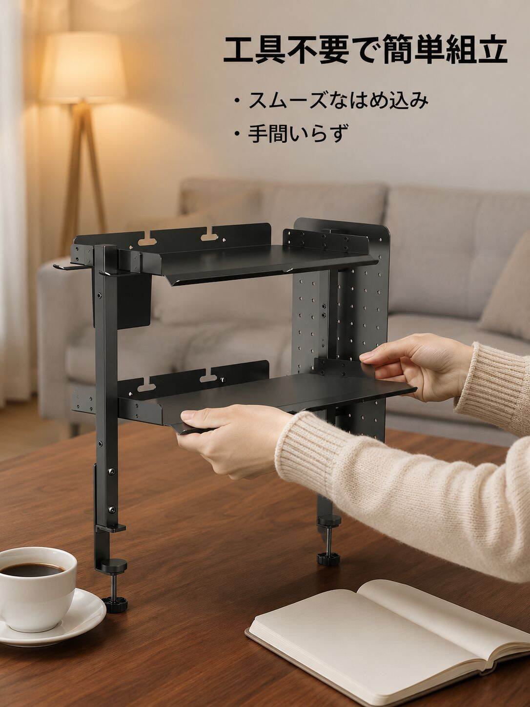 DIYデスク収納ラック 家庭用多層展示ラック オフィスデスク穴あきボード収納ラック