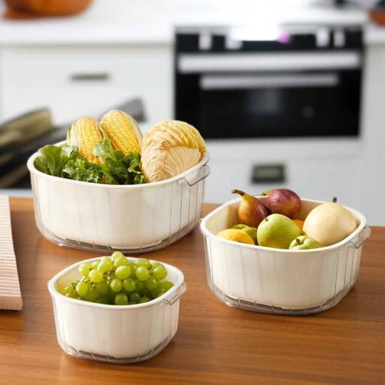 雙層瀝水洗菜盆水果籃