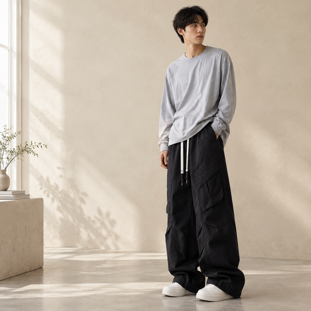 봄가을 신상 남성 미국식 루즈핏 스트레이트 캐주얼 워크 팬츠
