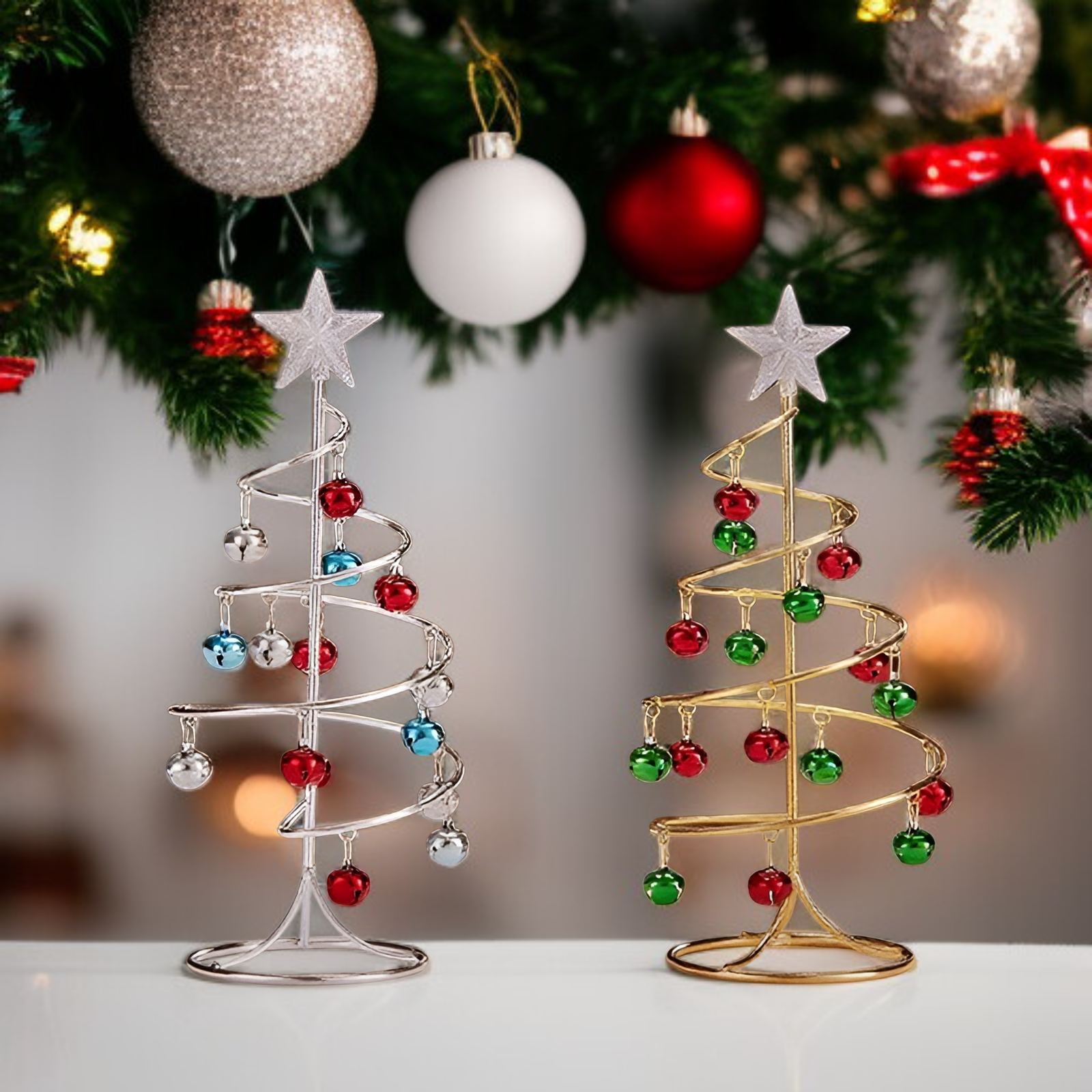 종이 달린 새로운 철제 미니 크리스마스 트리