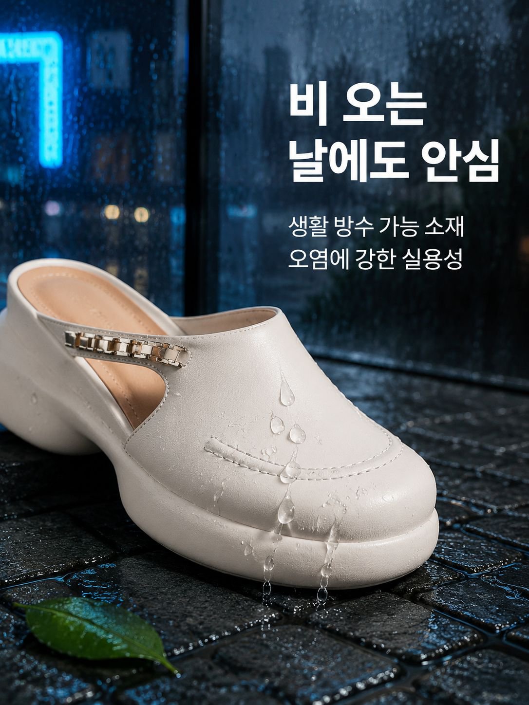 방수 플랫폼 하이힐 여성 뮬 샌들