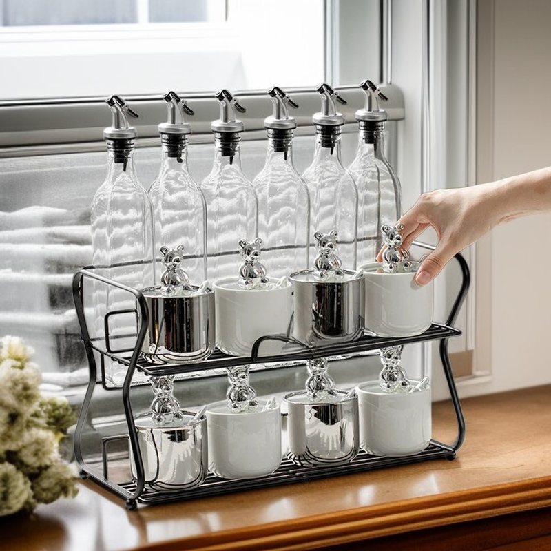 Set de recipientes para especias con caja de almacenamiento