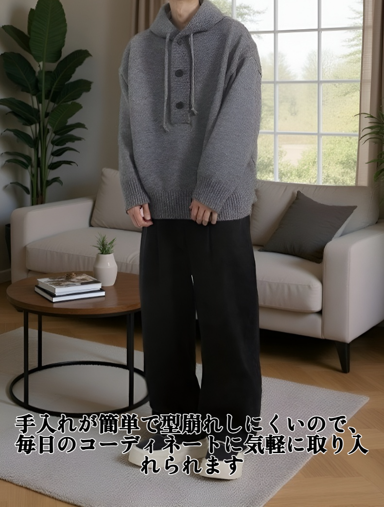 レディースフード付きセーター着用例