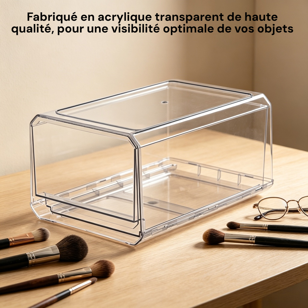 Boîte de rangement en acrylique pour bureau