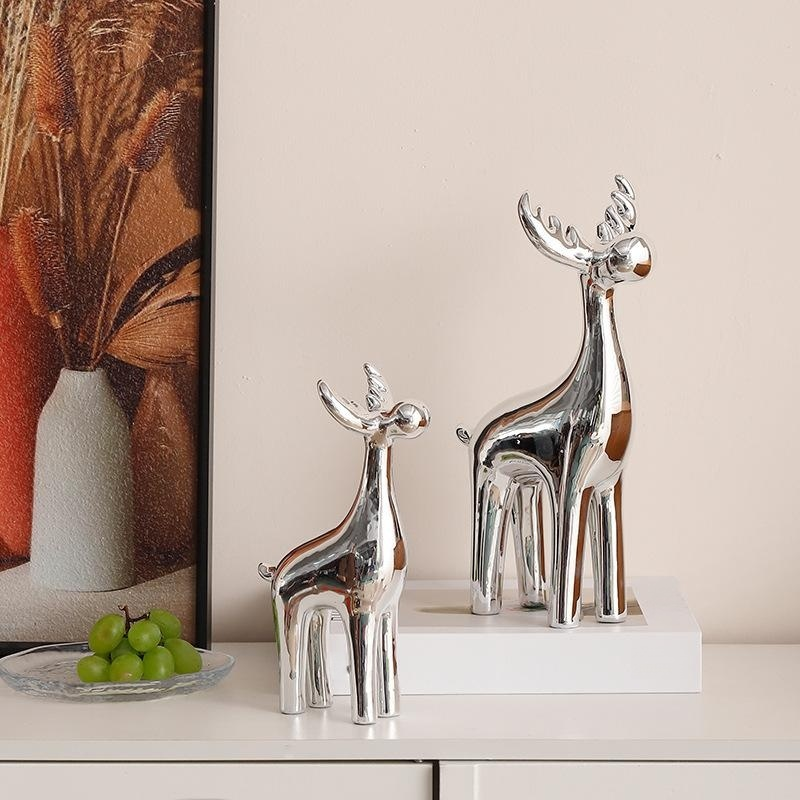 Ceramic deer electroplating process silver plated handicrafts ornaments