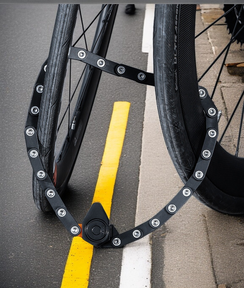 Foldable bike lock with key mechanism