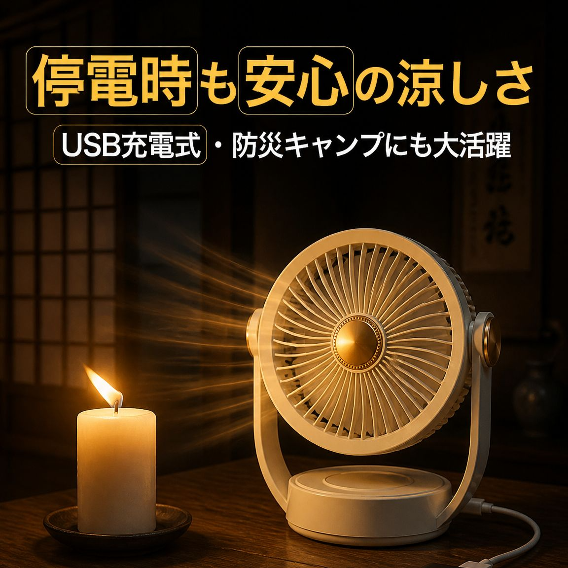 多機能ワイヤレスナイトライト扇風機（吊り下げ＆卓上）
