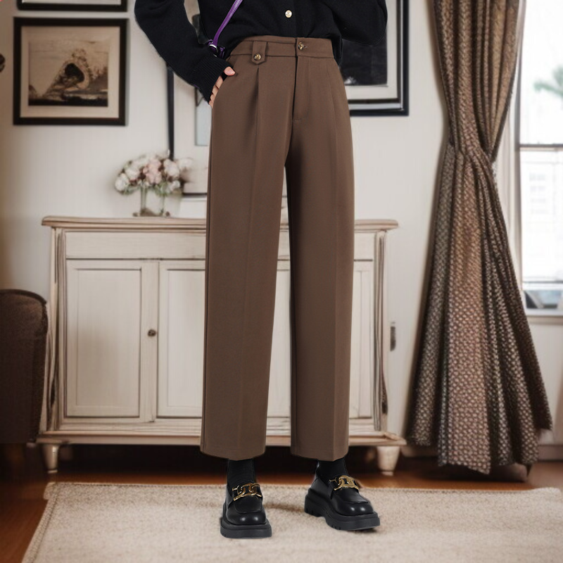 小さめストレートパンツ スモークチューブ 太めワイドパンツ レディース カジュアル ハイウエスト 細めストレートパンツ