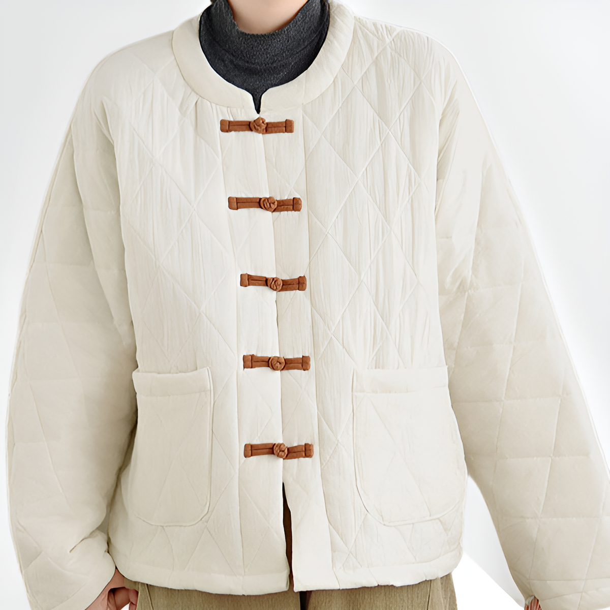 여성용 루즈핏 문학적 스타일 코튼 코트