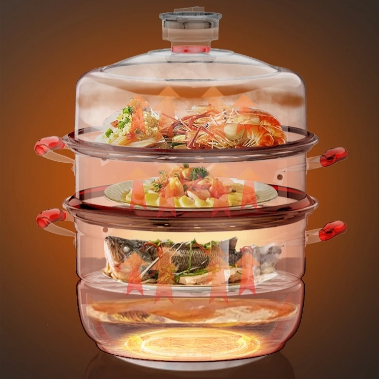 ステンレス三層大容量蒸し器 タイマー付き魚・スープ用鍋