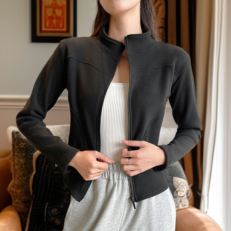 맨투맨 여자 아우터 스웨이드 융털 도톰 하이넥 요가 상의 가을 겨울 상의