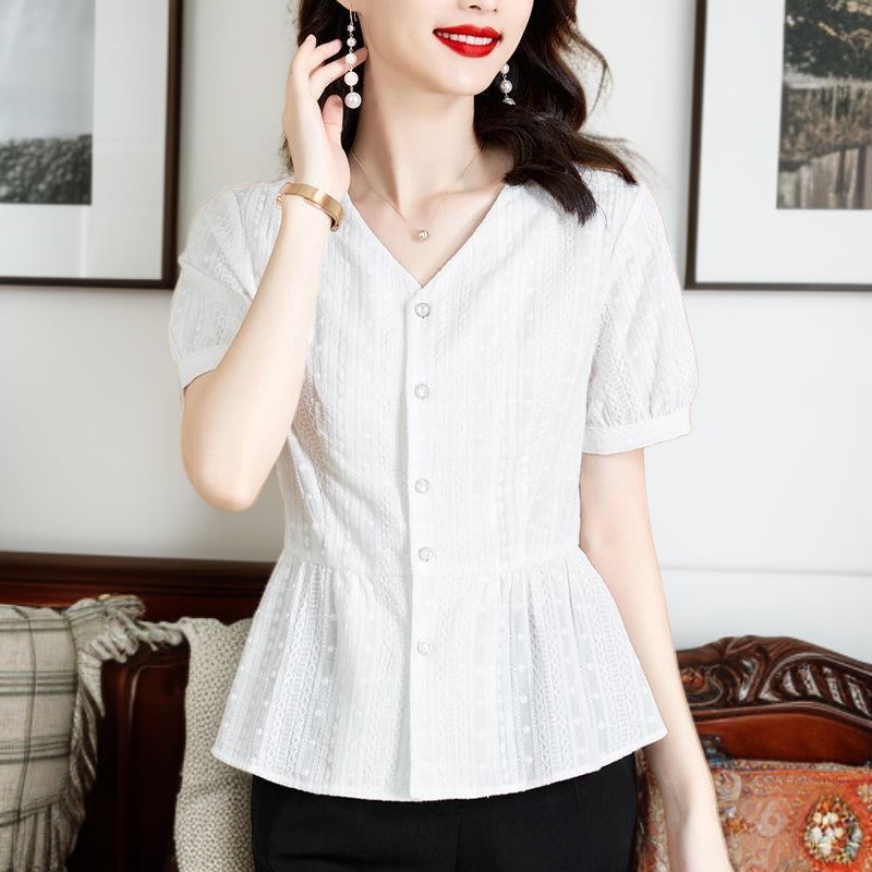 여름 신상 중년 엄마 블라우스 전체 모습