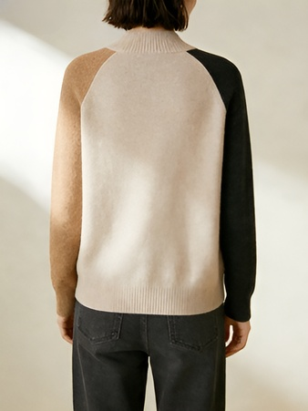 Locker sitzender Pullover im modernen Farbblock-Design