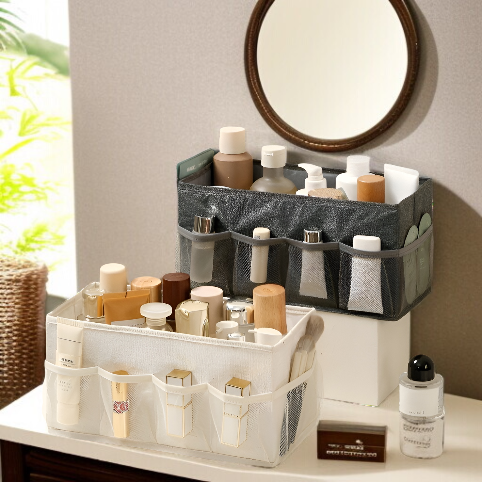 純色カチオンデスクトップ雑貨収納ボックス化粧品ジュエリー収納折りたたみメッシュボックス