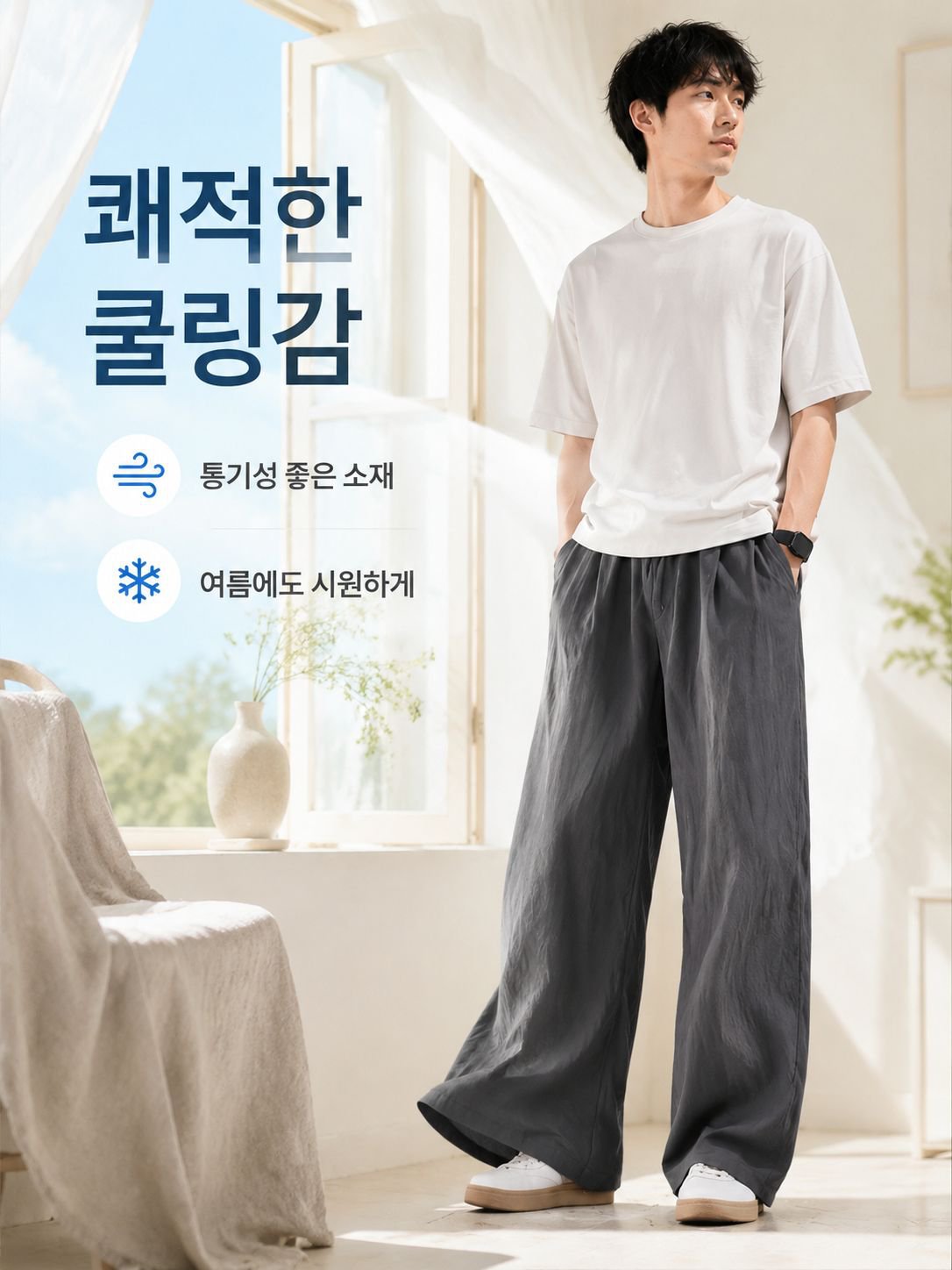 트렌디한 루즈핏 남자 바지 상세 사진