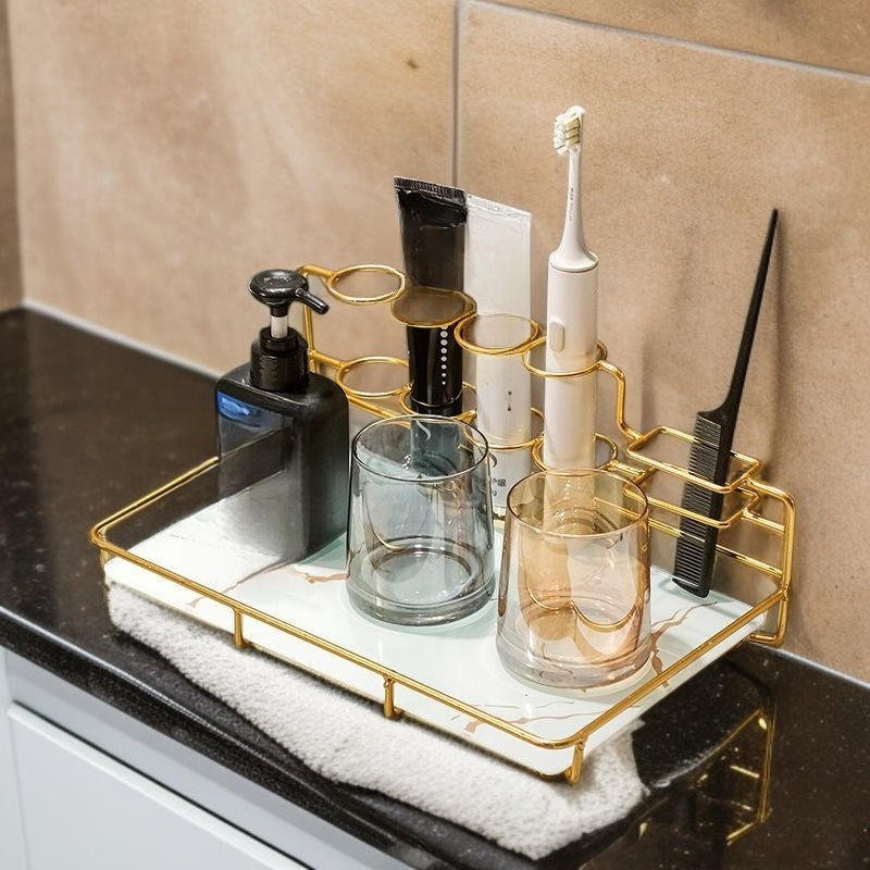 Bathroom Electric Toothbrush Organizer with Mouthwash Cup Set