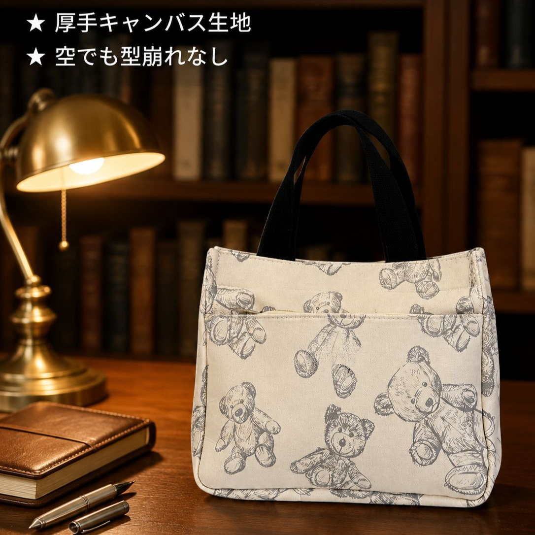 大容量キャンバストート ランチボックス収納バッグ