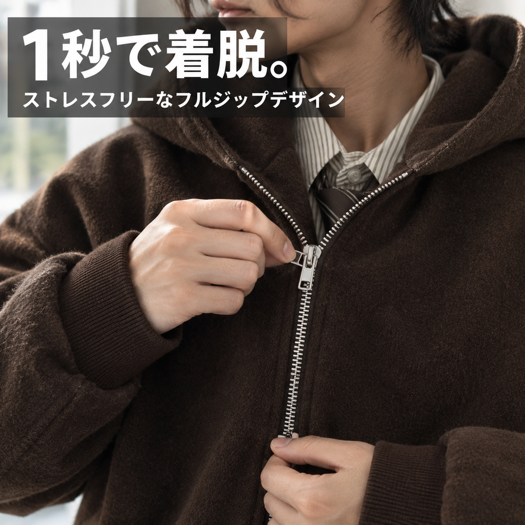 日系復古スタイルウールフードジャケットコート メンズ 春秋冬
