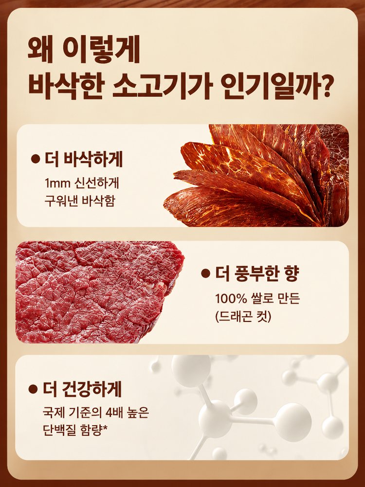 【오늘 한정 1+2】 대용량 한 봉지 8,433원 파격 특가! 프리미엄 100% 목초사육 바삭 소고기 칩 | 단 2가지 원료 고단백 영양 간식
