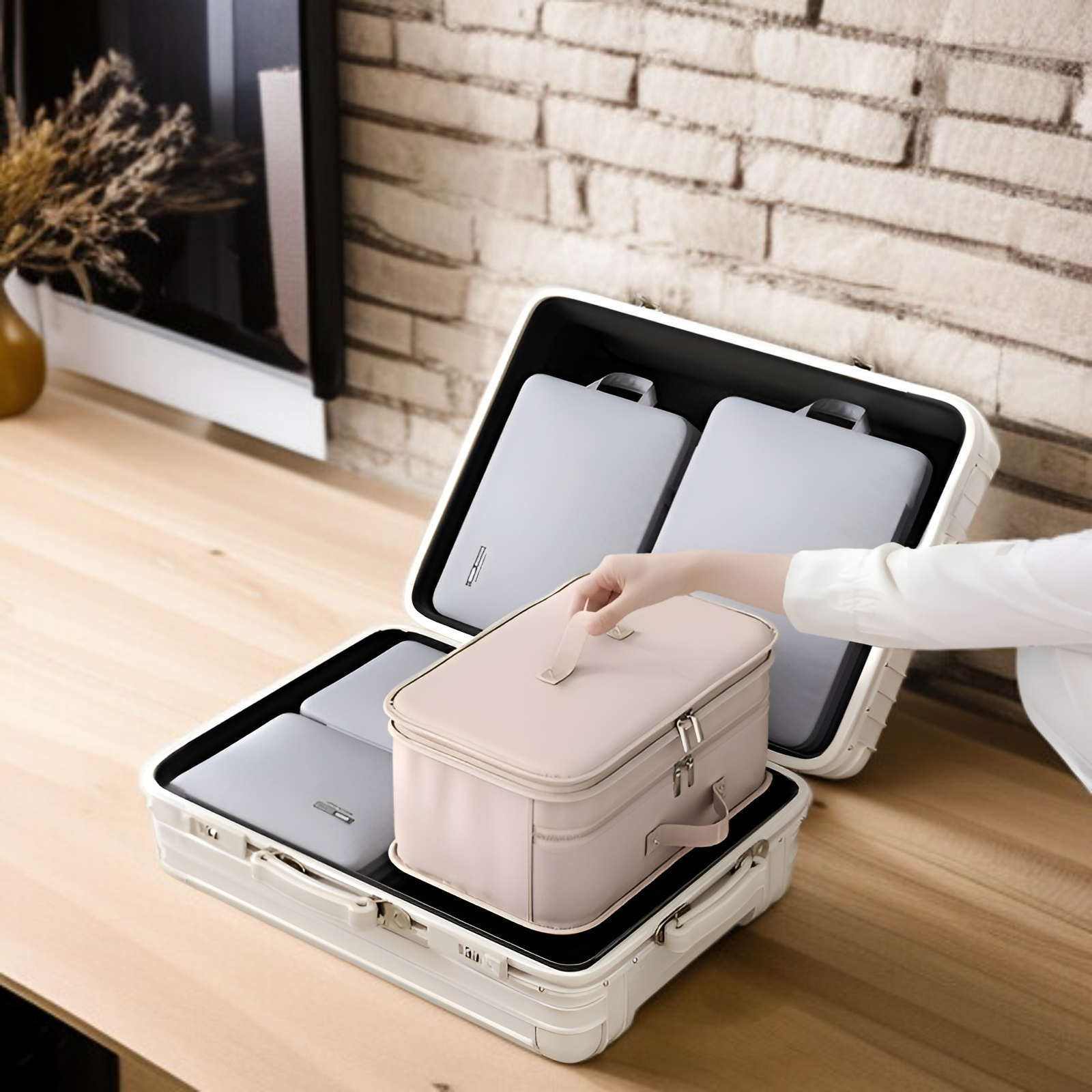 Portable hanging storage bag for travel essentials