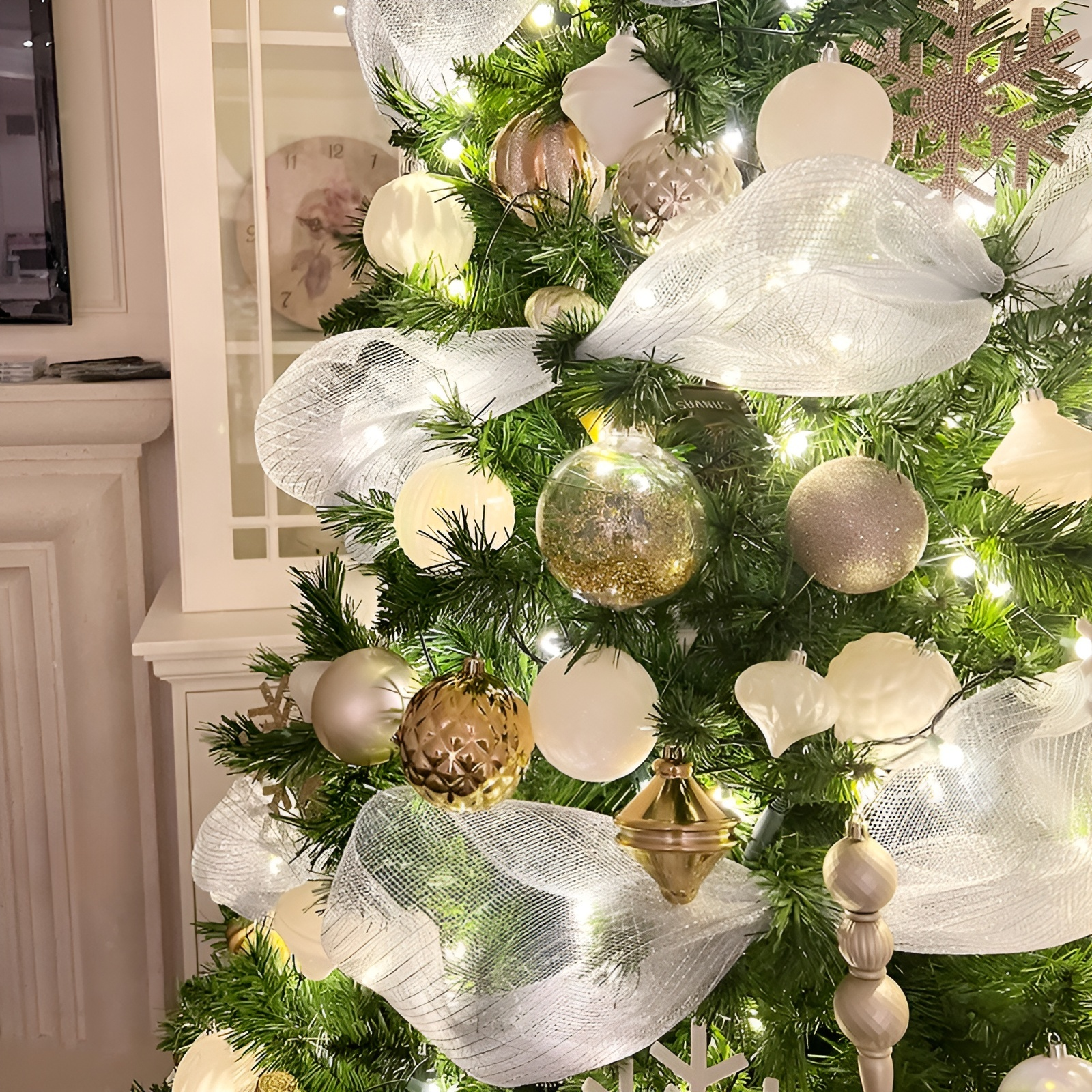 크리스마스 트리 리본 망사 화환 리본 액세서리 장식 리본 화환