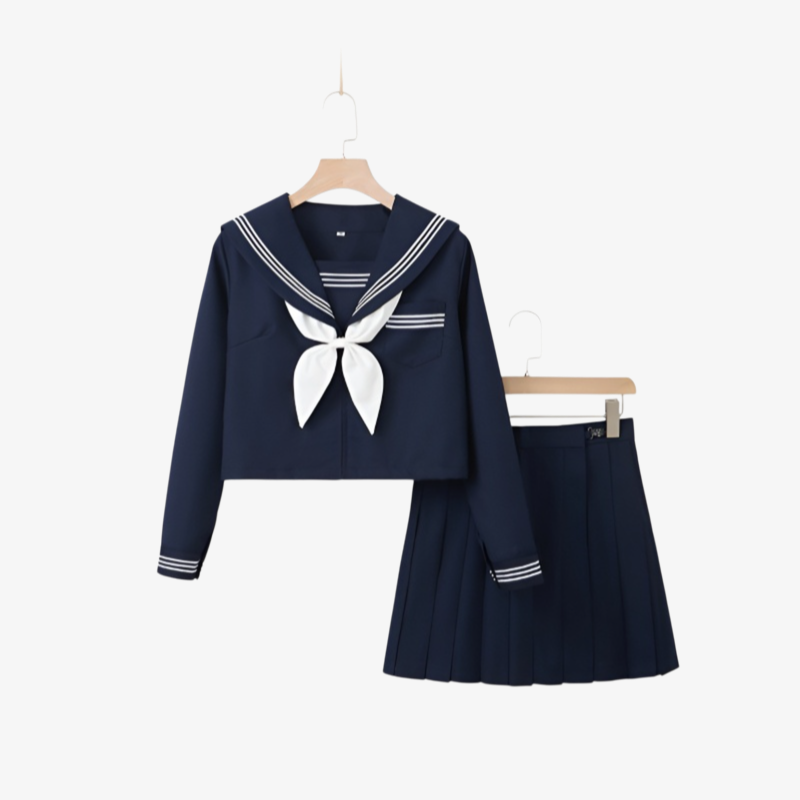 JK制服をアレンジしたネイビー風カレッジミニスカートセット