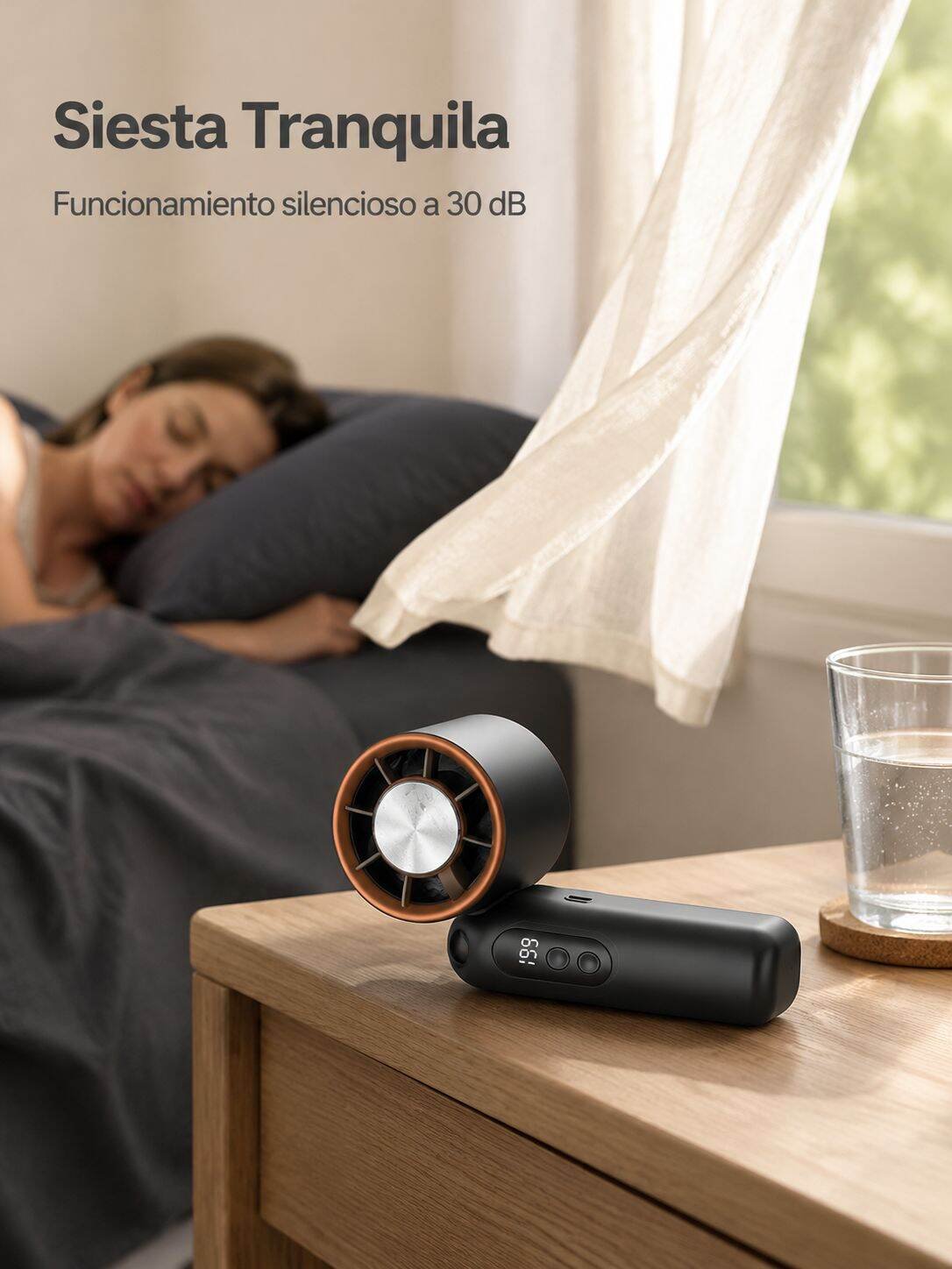 Ventilador compacto con compresa de hielo para uso personal