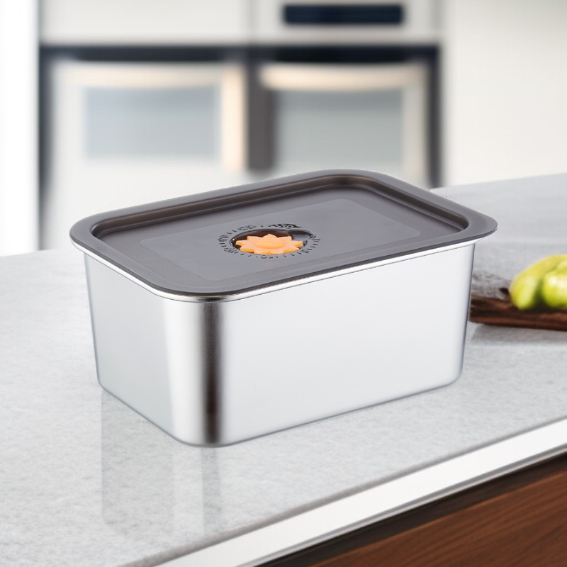 厚みのあるステンレス製冷蔵庫用食品保存容器