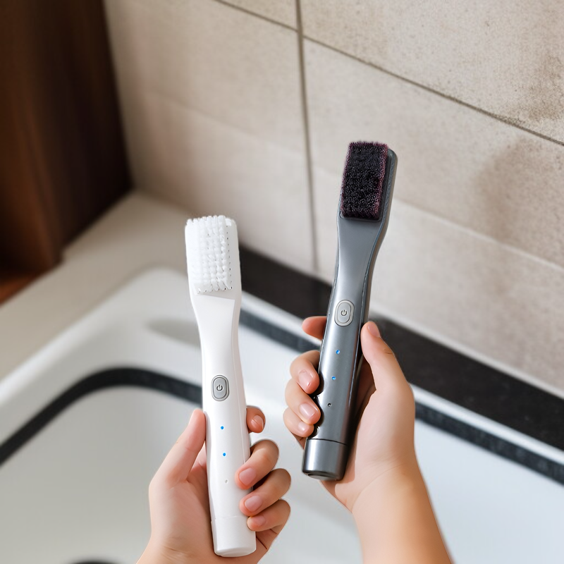 Rechargeable electric shoe brush cleaning white sneakers