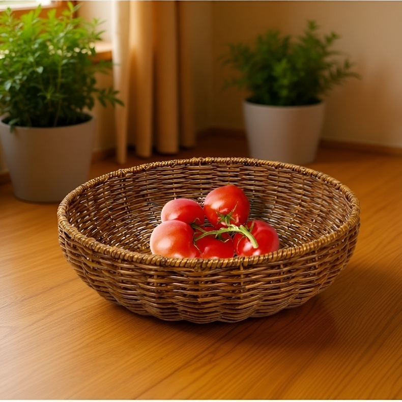 Handmade round rattan basket for home organization