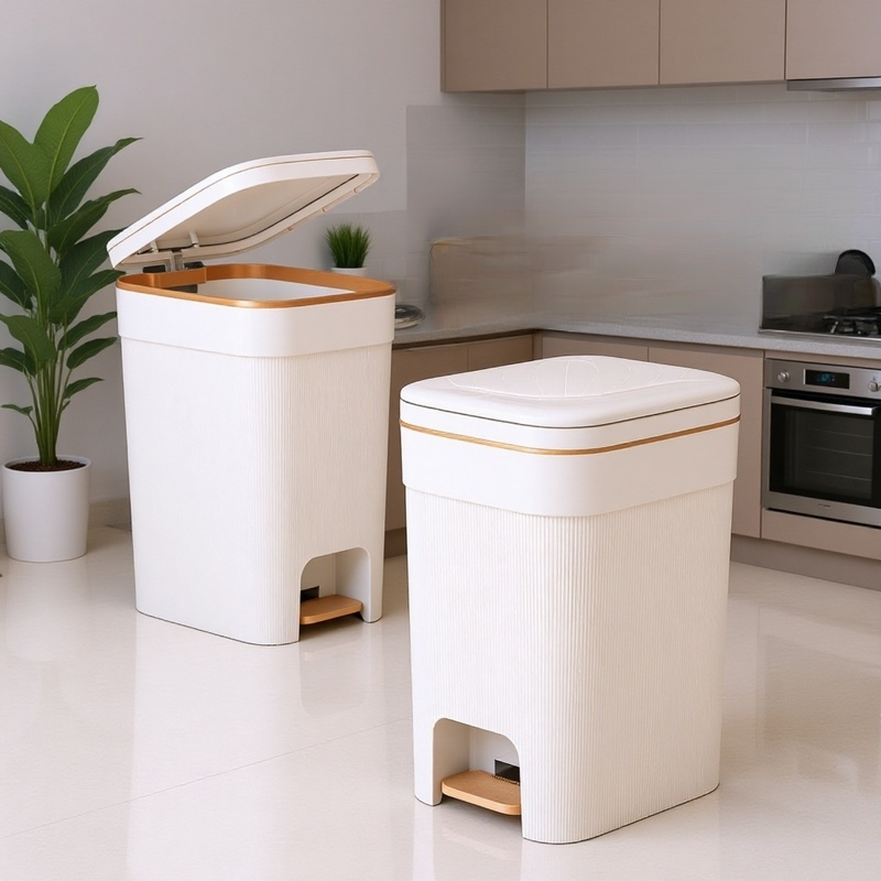 Cubo de basura grande y elegante para el hogar, multifuncional