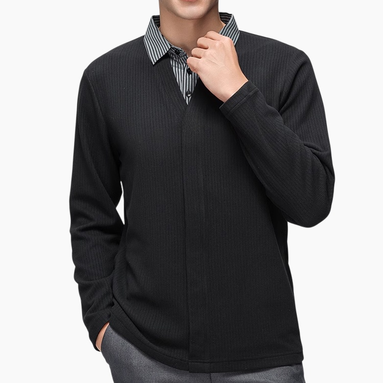 남자 루즈핏 맨투맨 데일리 통근 니트 긴팔 휴가 투피스 스트라이프 맨투맨 루즈핏 긴팔 니트 탑
