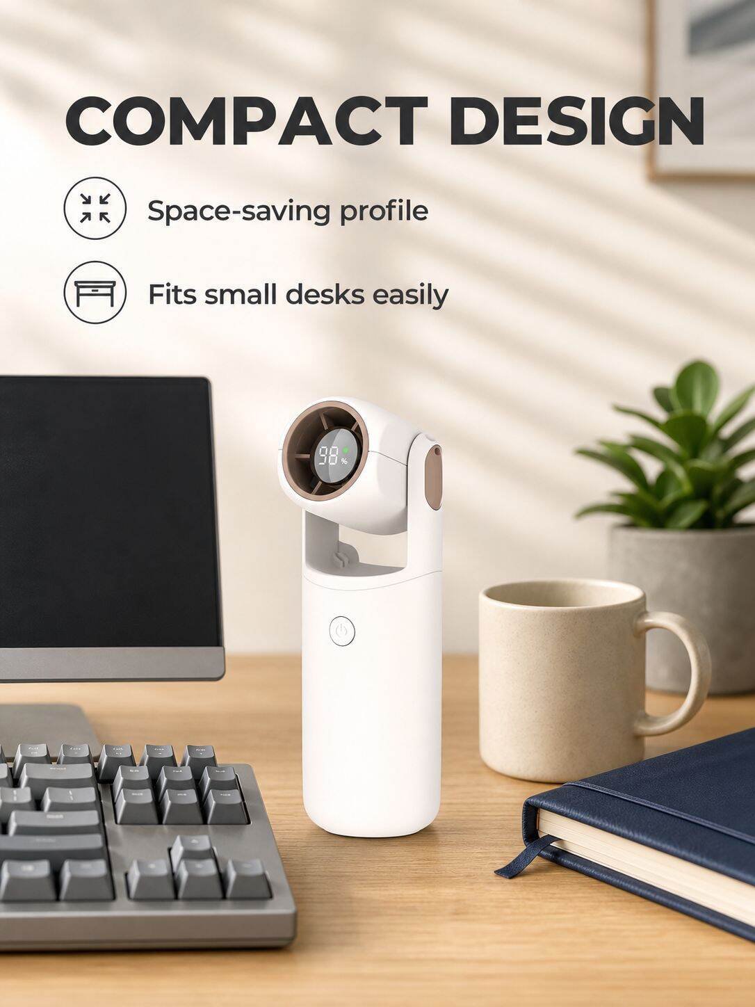 USB Rechargeable Oscillating Mini Fan, Portable Desktop High-power Electric Fan
