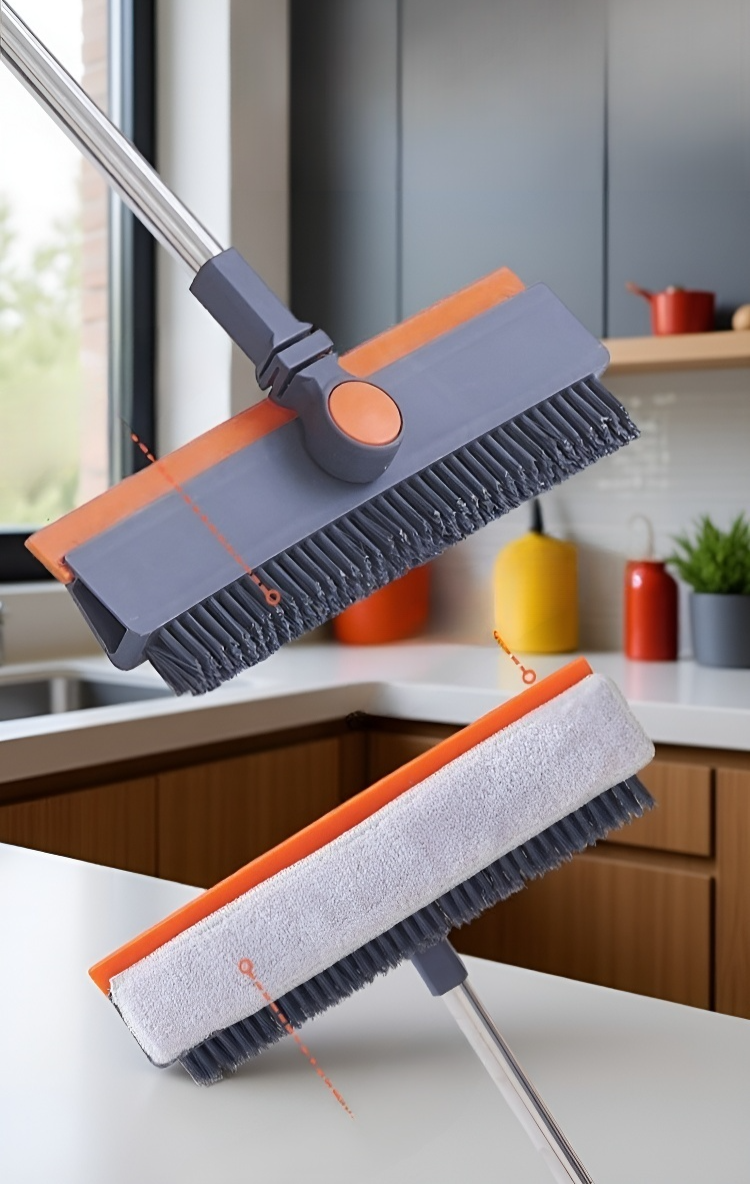 多機能掃除用品で床掃除をしている様子