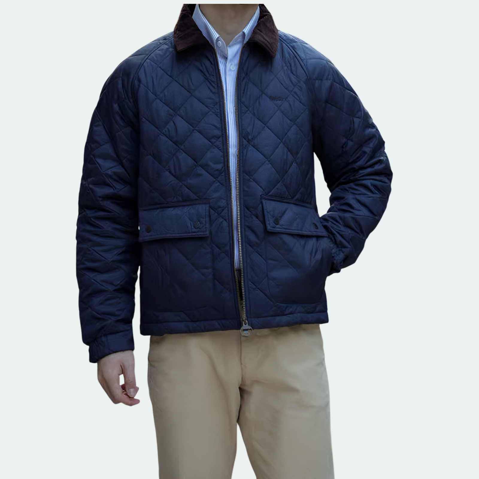 燈芯絨縫線絎縫外套