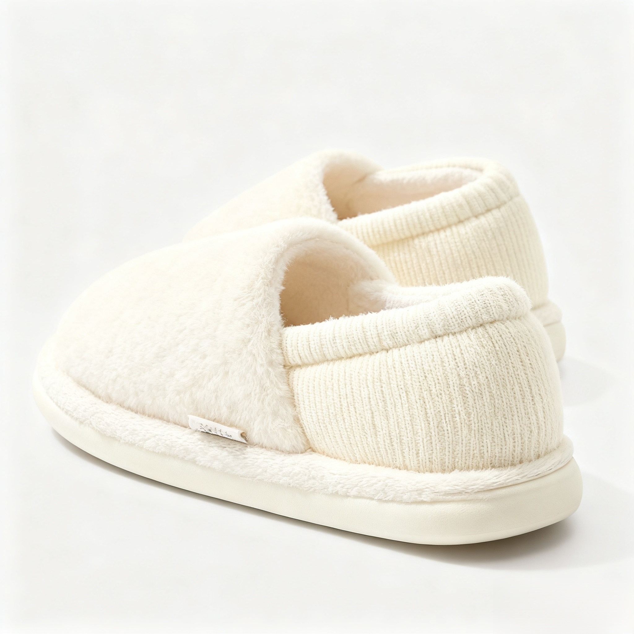 포근한 화이트 실내 슬리퍼