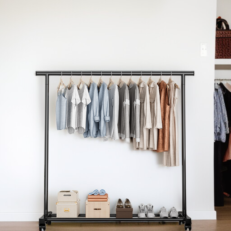 Indoor Multifunctional Clothes Rack with Wheels for Easy Mobility
