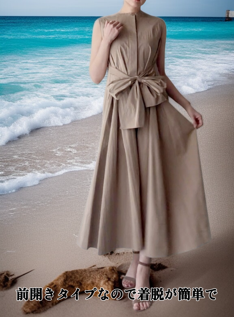 ウエストベルトが特徴のシャツワンピース
