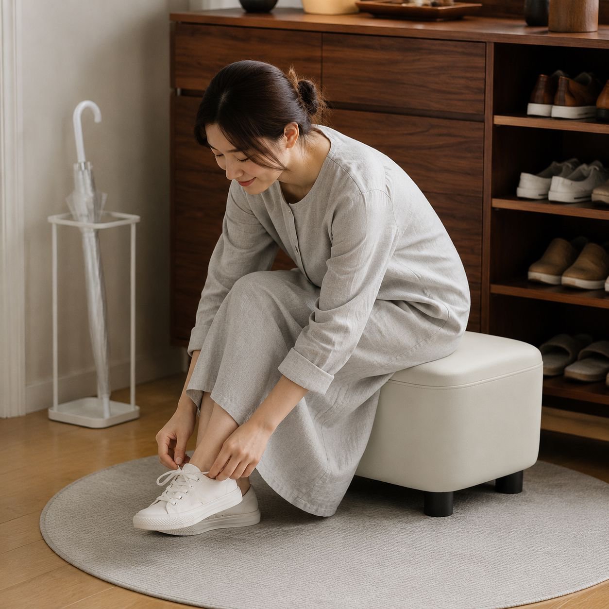 玄関用靴の履き替えスツール 家庭用小型ベンチ