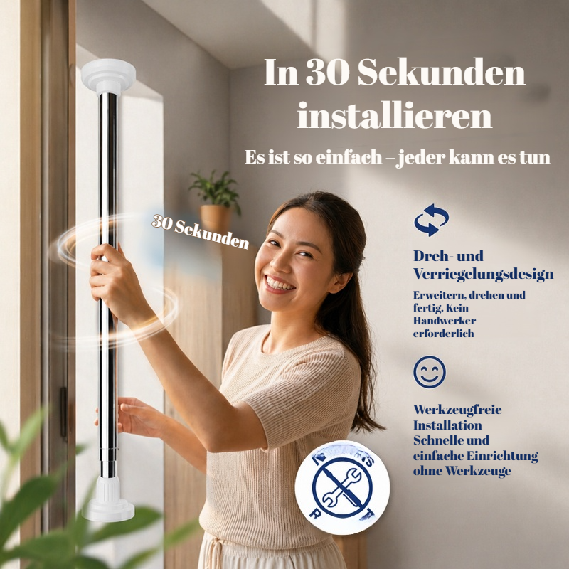 Teleskop-Kleiderstange ohne Bohren, Edelstahl-Duschvorhangstange, geeignet für Studentenwohnheime