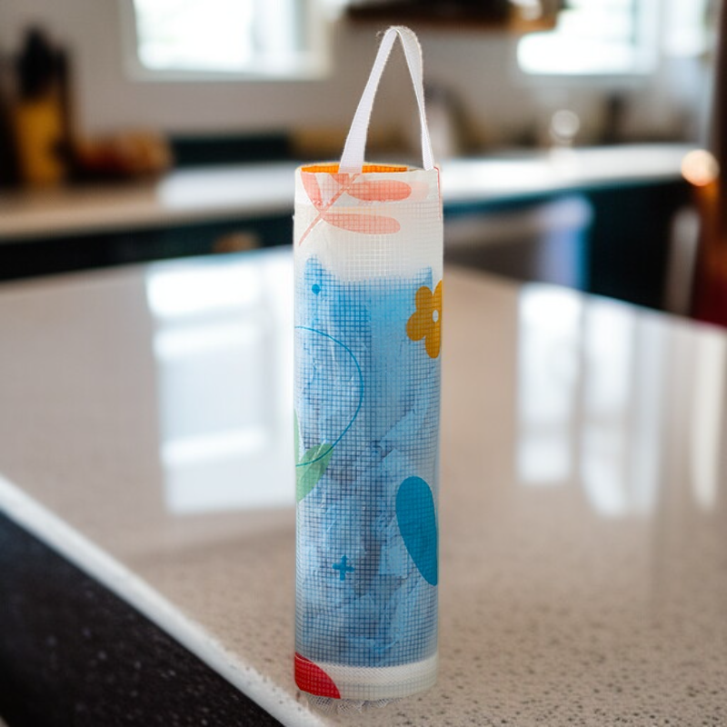 ที่เก็บถุงขยะติดผนังสำหรับห้องครัว ทรงกระบอก ถอดออกได้ แขวนได้ พลาสติก