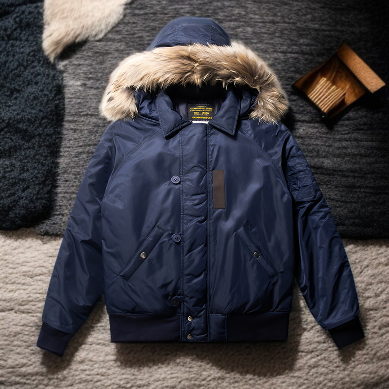 防寒N-2Bジャケット 防水加工 フード脱着式 冬用綿入りアウター