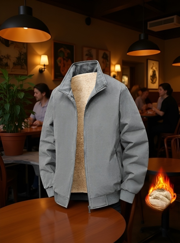 남자 겨울 재킷 야외 활동 착용 예시