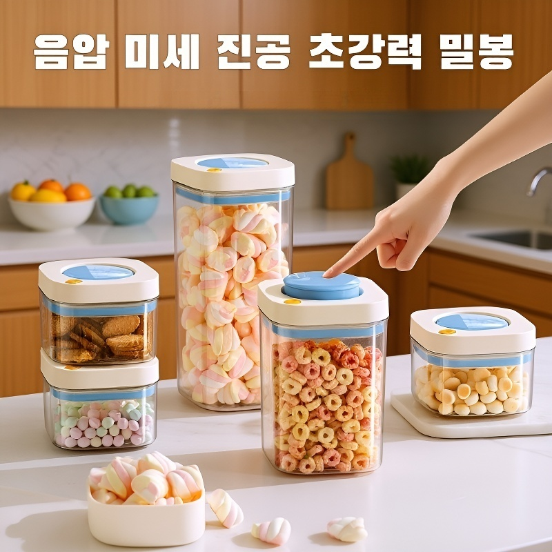 식품급 진공밀폐캔 초강력 항균수납함 오곡잡곡 진공저장탱크 방습압착식 진공밀폐캔