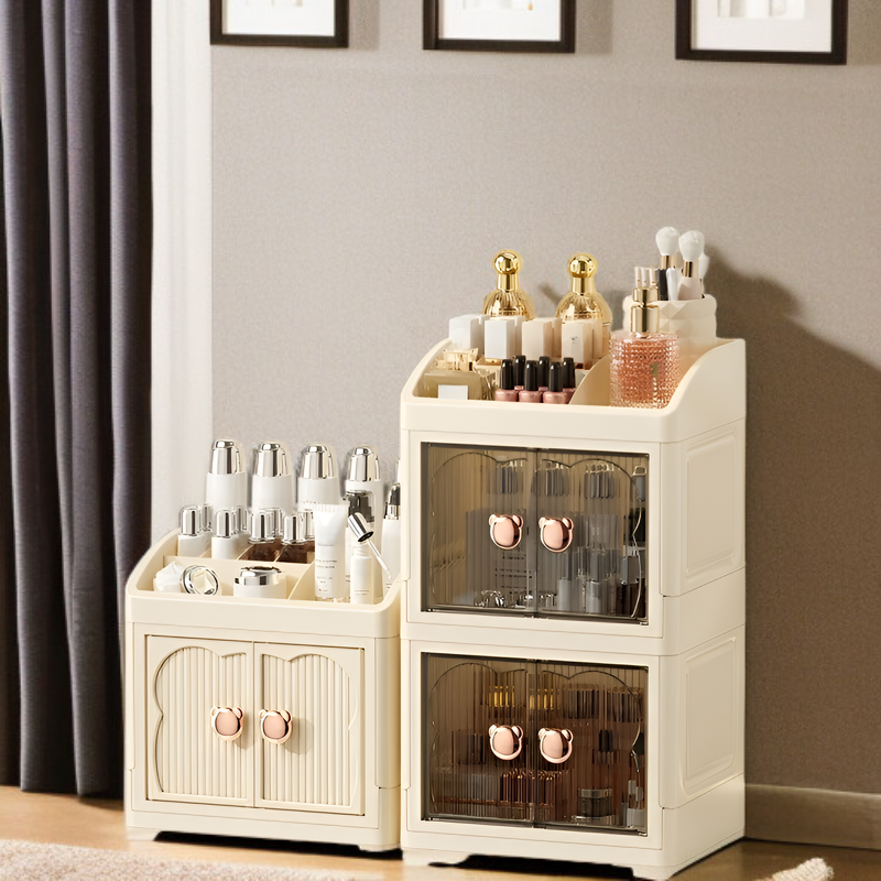 Multifunctional Desktop Makeup Storage Cabinet for Skincare and Cosmetics
