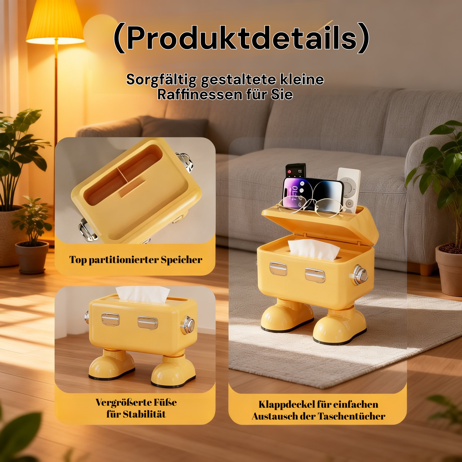Aufbewahrungs-Taschentuchbox mit Ständer für Wohnzimmer und Esszimmer