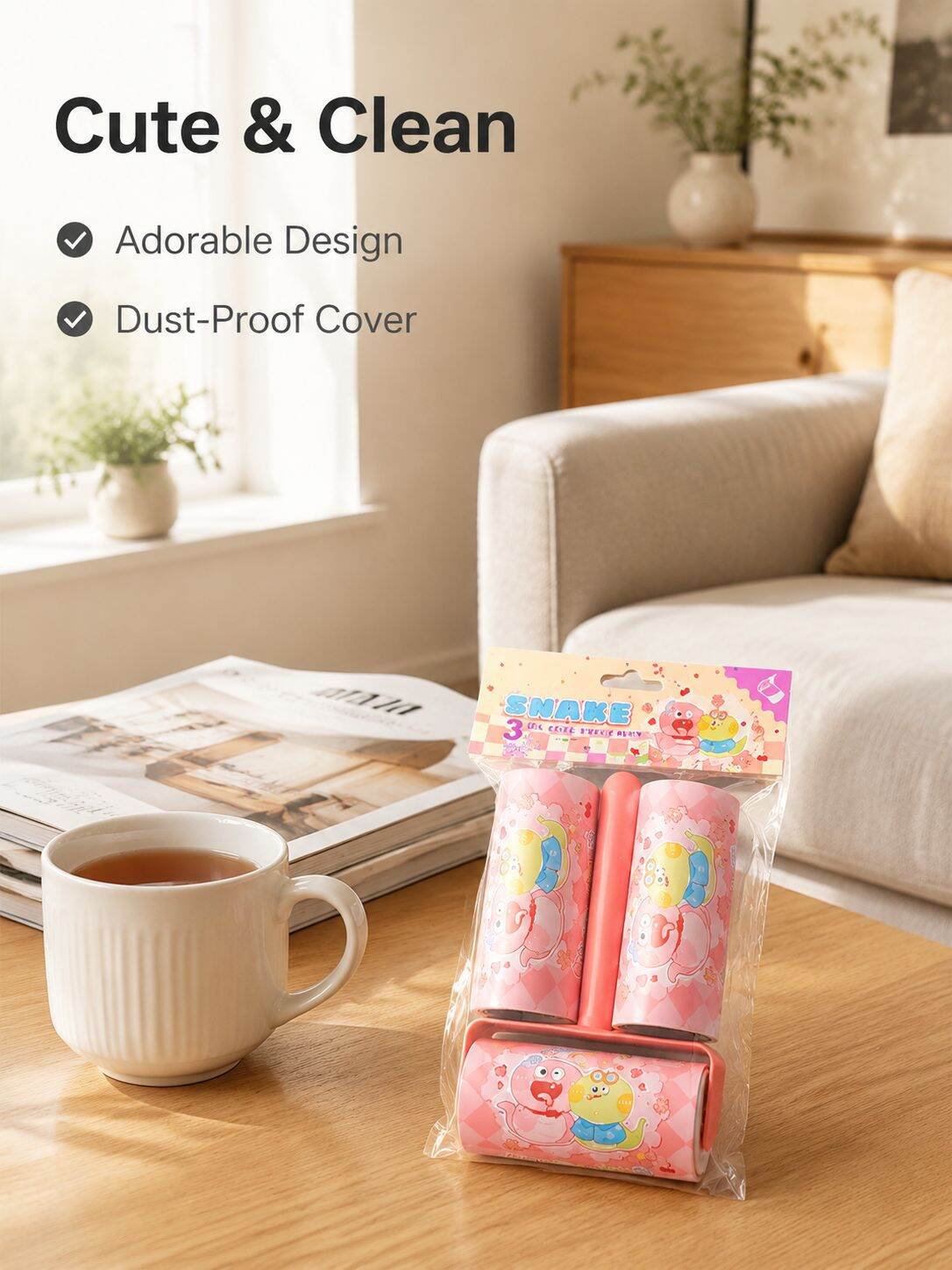 Pet Hair Removal Cartoon Sticky Roller for Home Cleaning
