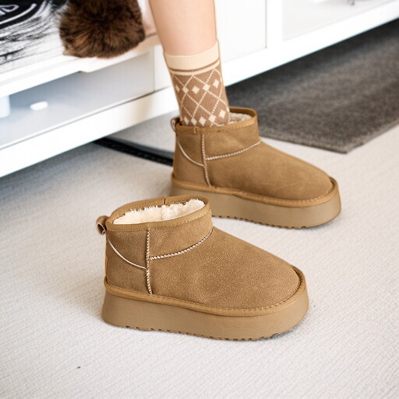 여성 북동부 앵클 부츠 융털 도톰 워커 플랫 스노우 슈즈