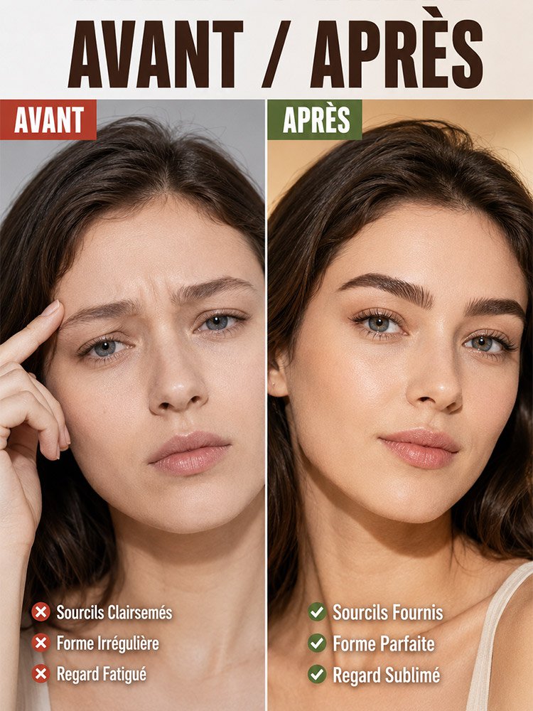 Crayon à sourcils imperméable à plusieurs pointes, tenue longue durée, sans bavure, sourcils définis